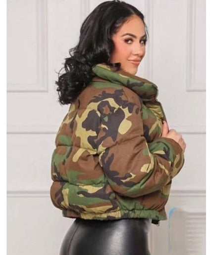 Camouflage Zipper Puffer Jacket