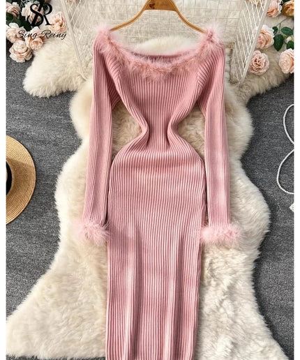 knitted dress fluffy dress