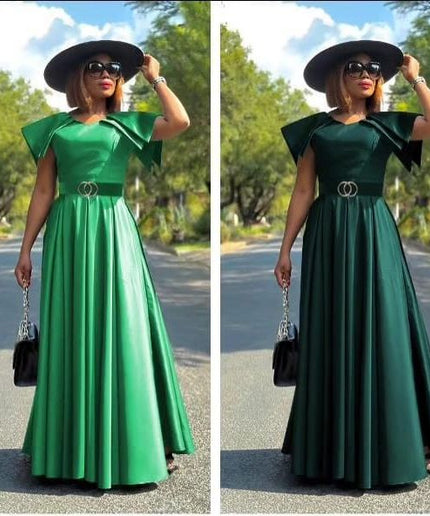 Satin Off Shoulder Maxi Dress