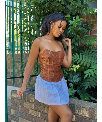 Faux Leather Corsets Top