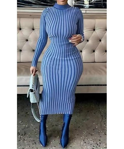 Knitted Bodycon Striped Dress