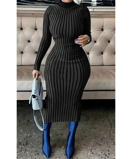 Knitted Bodycon Striped Dress