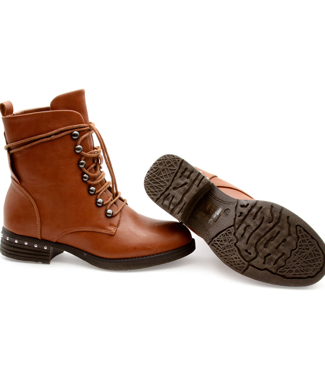 Super Casual boots Trappers Made of Eco Leather brown.