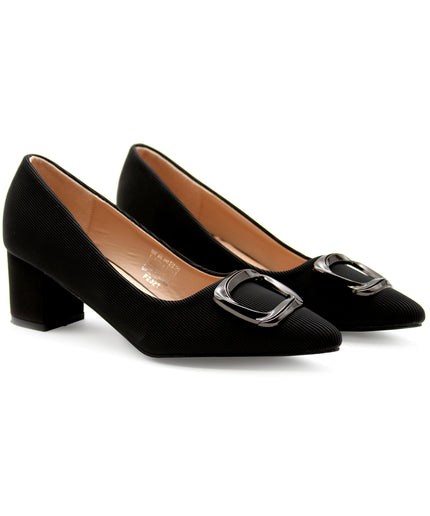 Pumps Square Buckle Office High Heels Pointed Toe Shoes.