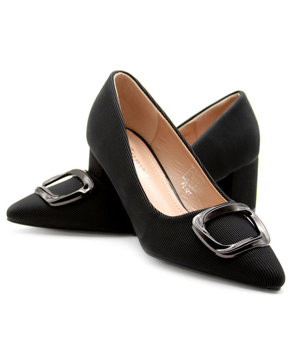 Pumps Square Buckle Office High Heels Pointed Toe Shoes.