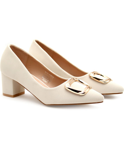 Pumps Square Buckle Office High Heels Pointed Toe Shoes.