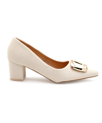 Pumps Square Buckle Office High Heels Pointed Toe Shoes.