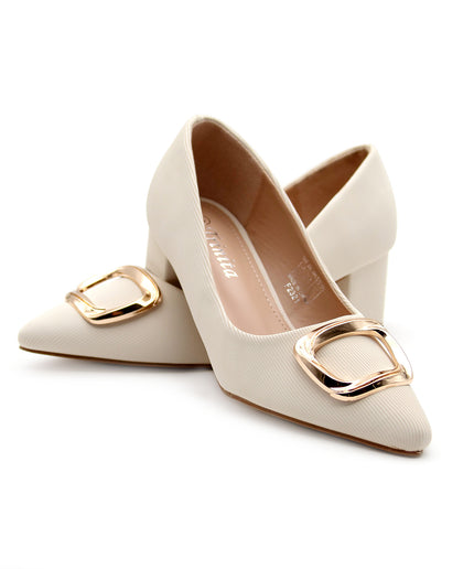 Pumps Square Buckle Office High Heels Pointed Toe Shoes.