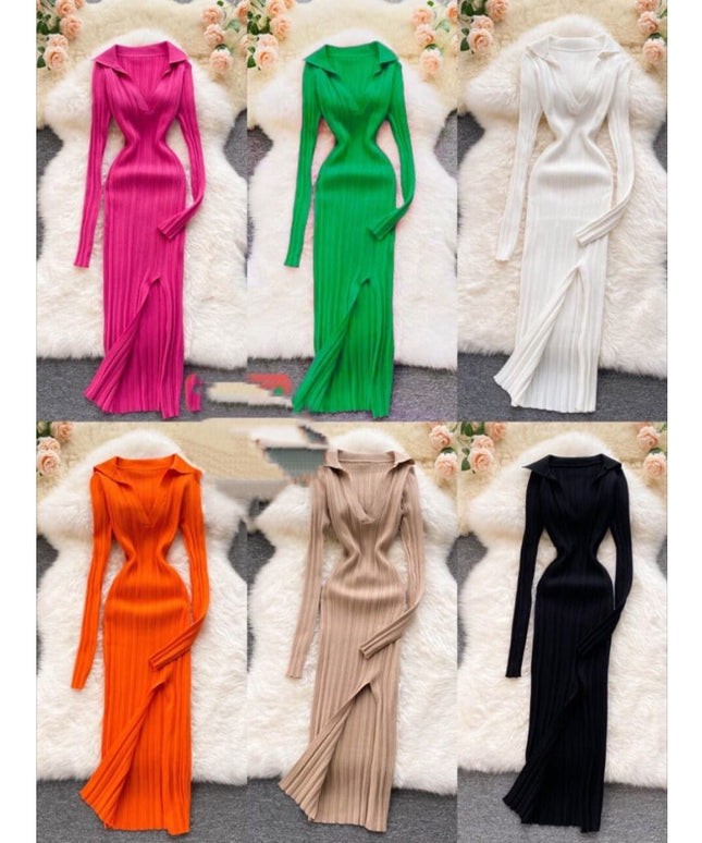 Side Slit Knitted Dress