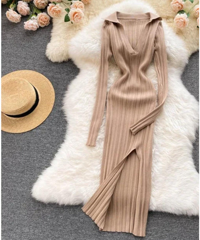 Side Slit Knitted Dress