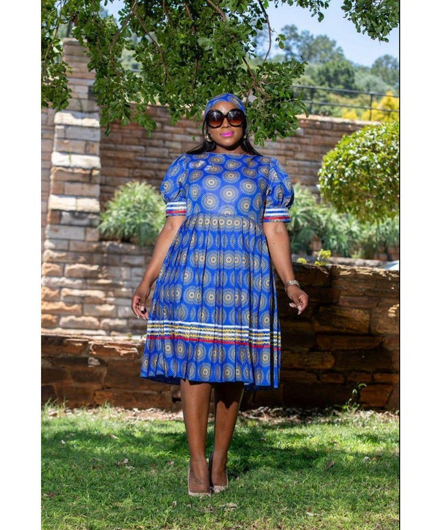 Short Sleeve Round Neck Ankara Dress