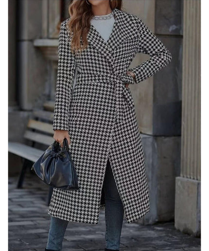 Plaid Print Belted Overcoat