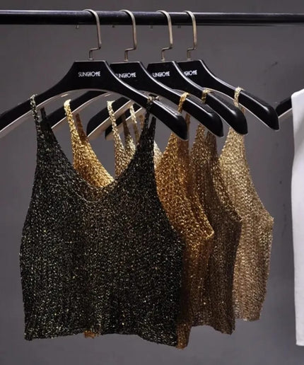 Half Sequin Crop Top