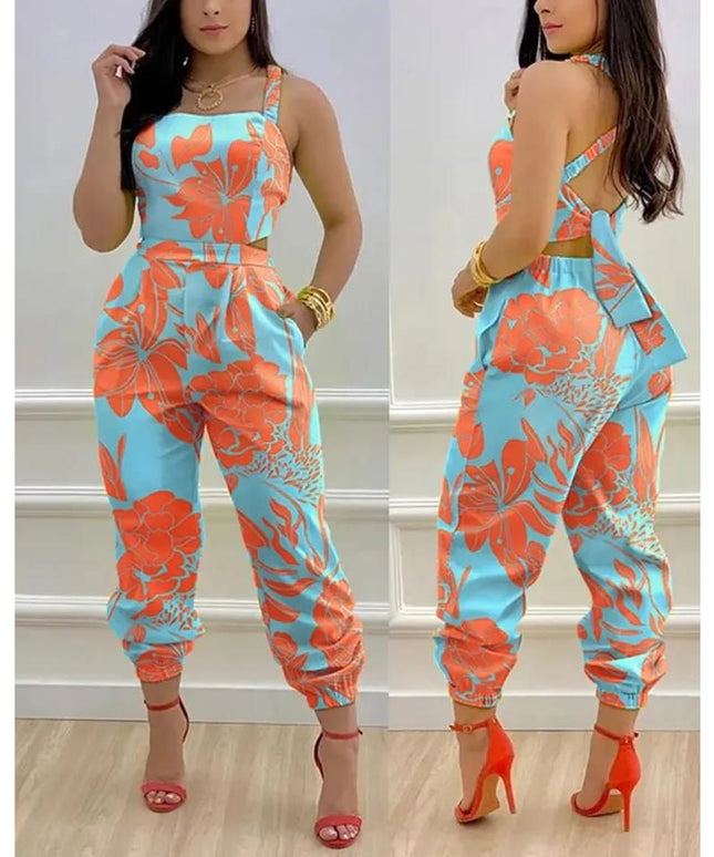 Multi Color Backless Sexy Jumpsuit