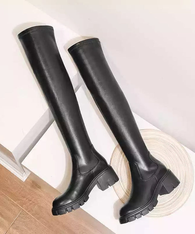 Warm Solid Thigh High Boots