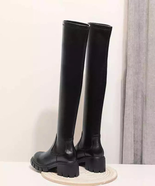 Warm Solid Thigh High Boots