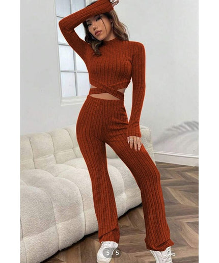 Vintage Knitted Turtleneck Top & Pant Set