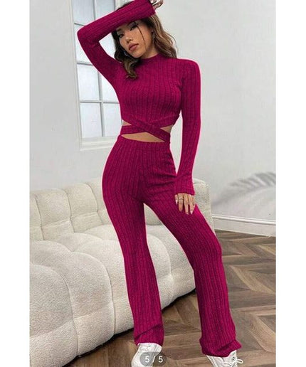 Vintage Knitted Turtleneck Top & Pant Set