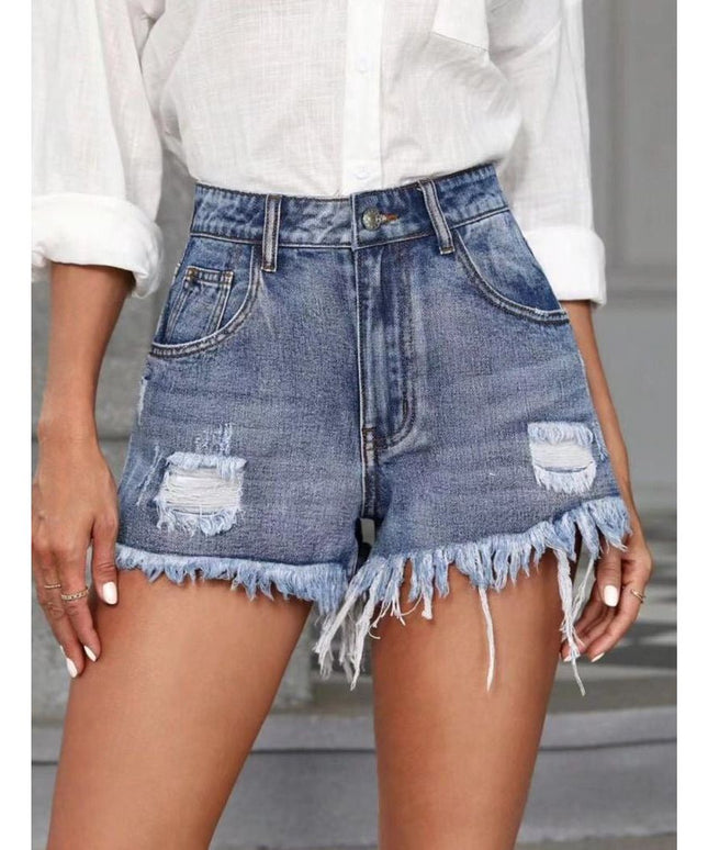 Short Denim Ripped Pants