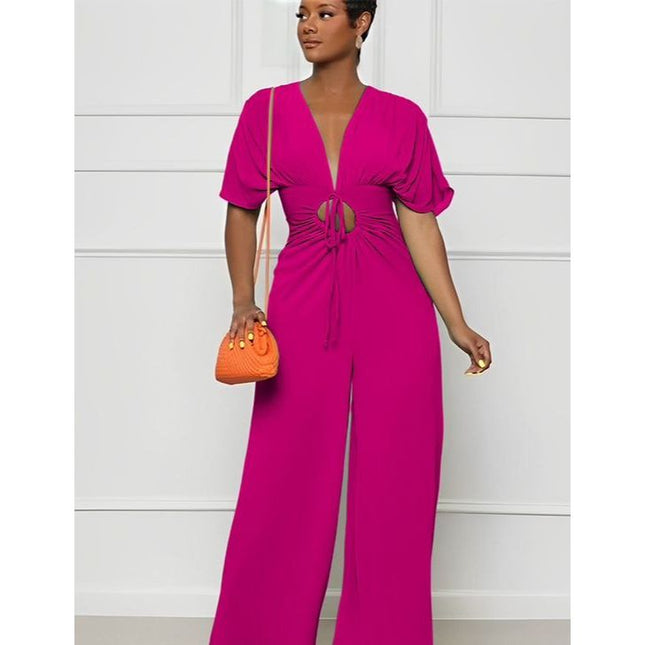 Vintage V-Neck Jumpsuit