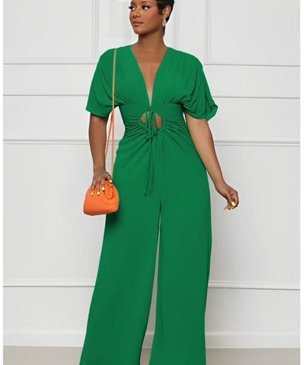 Vintage V-Neck Jumpsuit