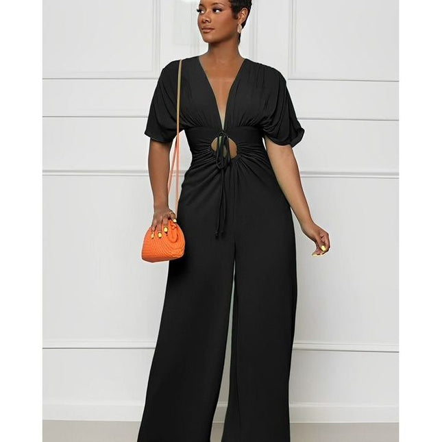 Vintage V-Neck Jumpsuit