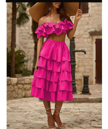 Ruffle Skirt With Sexy High Split.