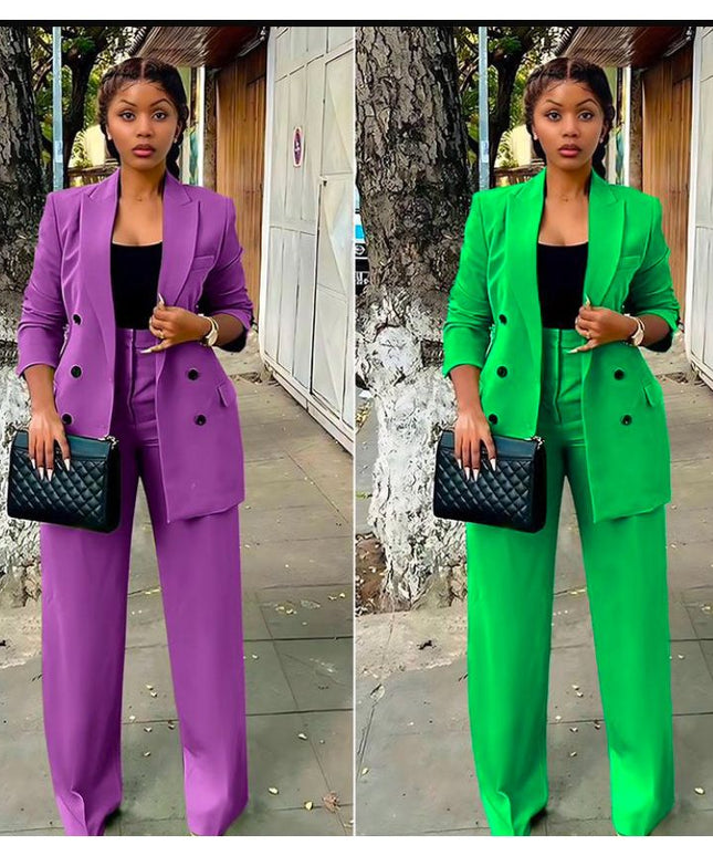 Long Sleeve Blazer and Pants 2 Piece Outfits.