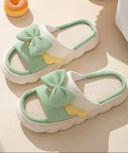 Thick-soled Cute Linen Slippers For Women.