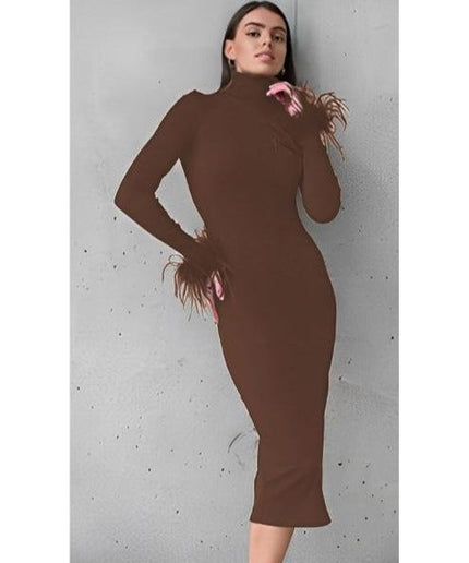 Bodycon Feather Sleeve Dress