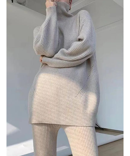 Knitted Sweater and Wide Pant Set