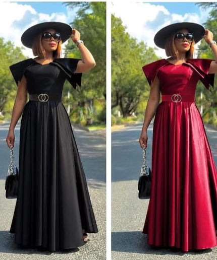 Satin Off Shoulder Maxi Dress