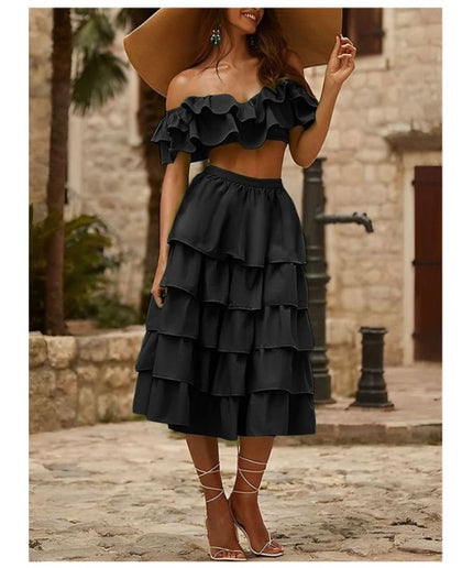 Ruffle Skirt With Sexy High Split.