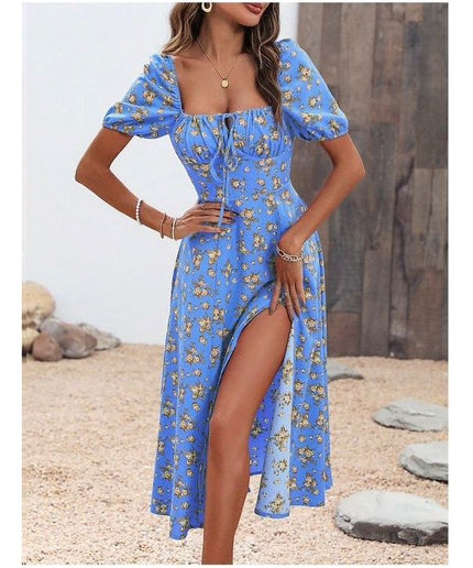 Floral Knot Split Thigh A-line Dress.