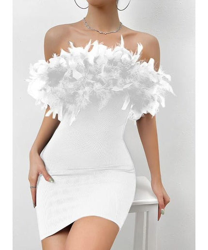 Feather Bodycon Mini Dress