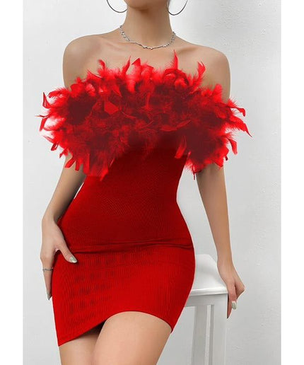 Feather Bodycon Mini Dress