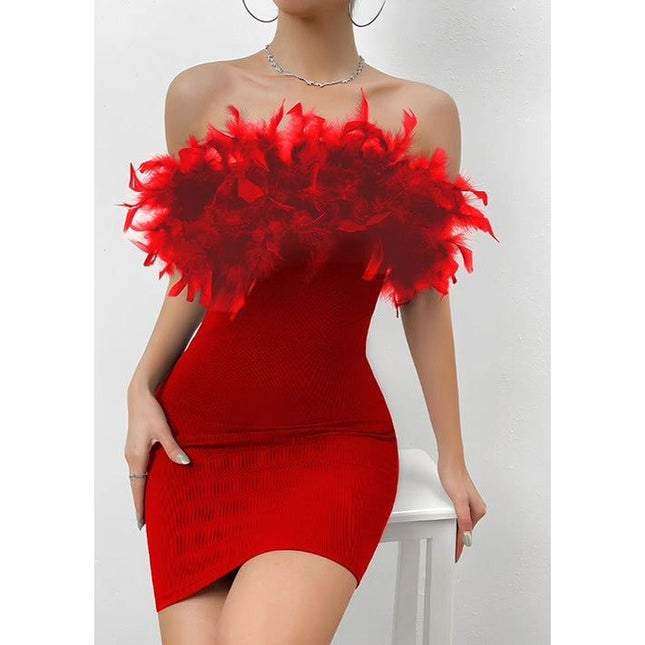 Feather Bodycon Mini Dress