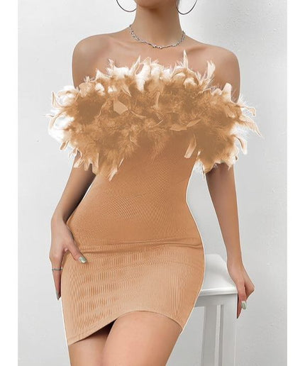 Feather Bodycon Mini Dress