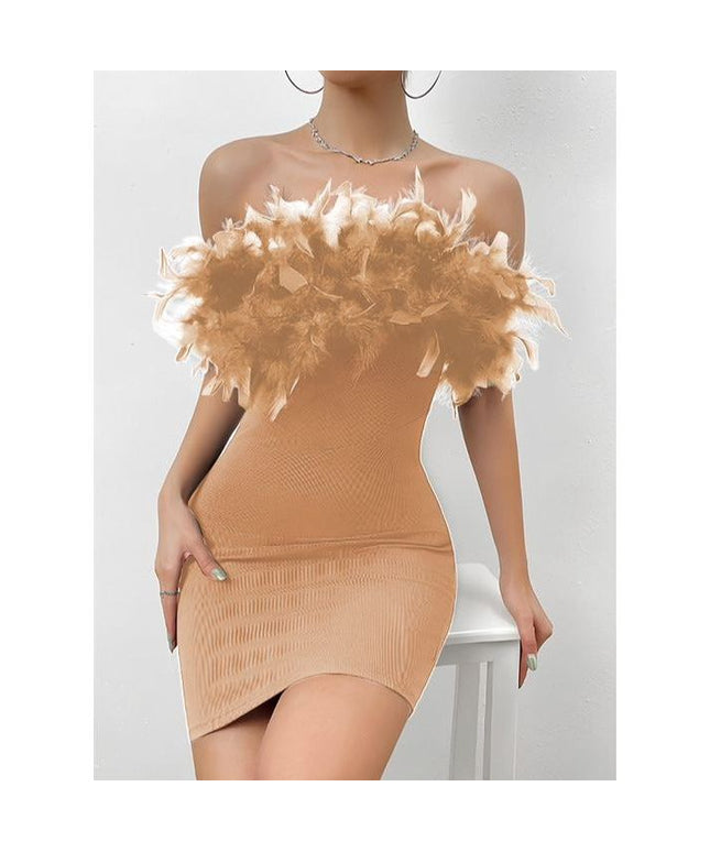 Feather Bodycon Mini Dress