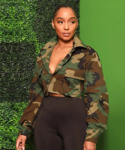 Camo Print Long Sleeve Jacket