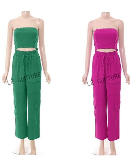 Sleeveless Crop Top and Pant Set