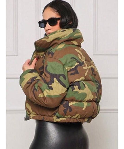 Camouflage Zipper Puffer Jacket