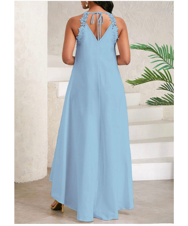 Bow Back Spaghetti Strap Backless Elegant Dress.