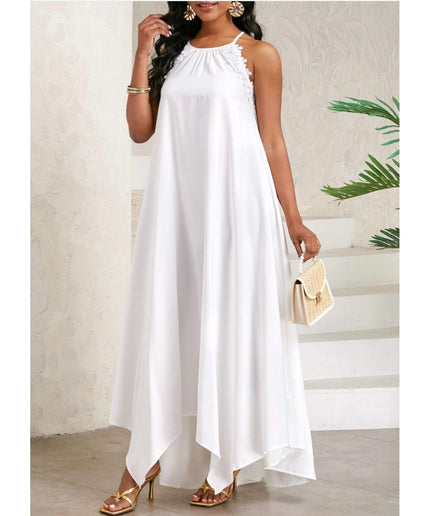 Bow Back Spaghetti Strap Backless Elegant Dress.