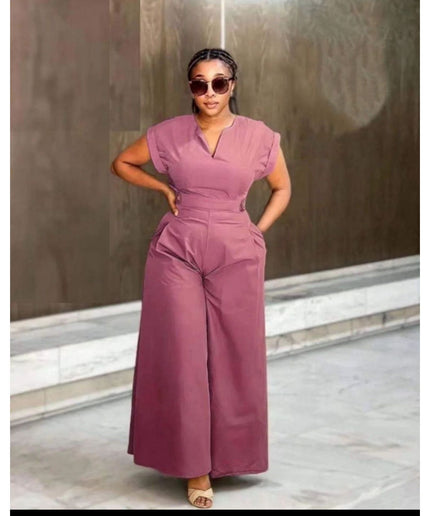 Palazzo Bottom V Neck Pocket Jumpsuit