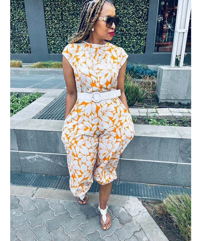 Sleeves Floral Jumpsuit