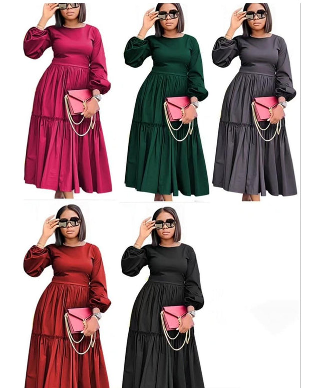 Long Sleeve Ruffle Plus Size Dress