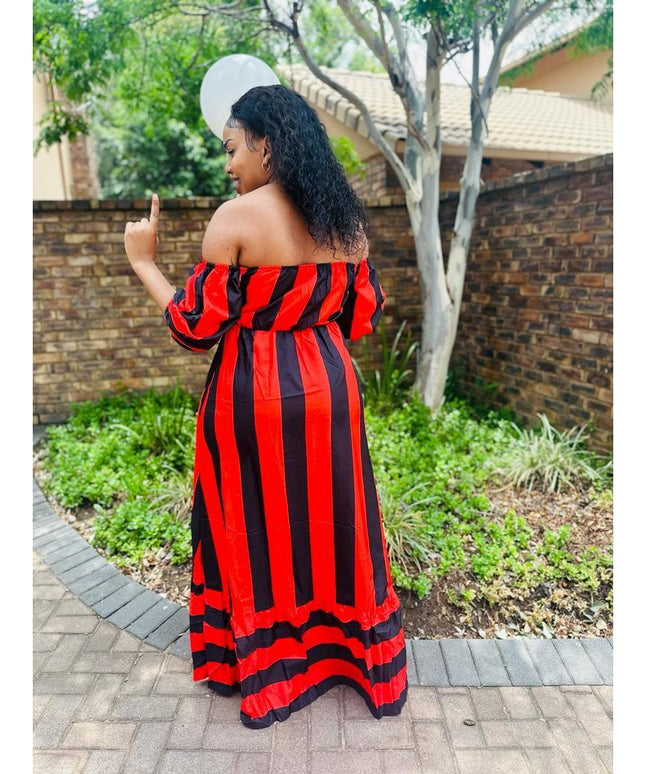 Sexy Striped Off Shoulder Dress