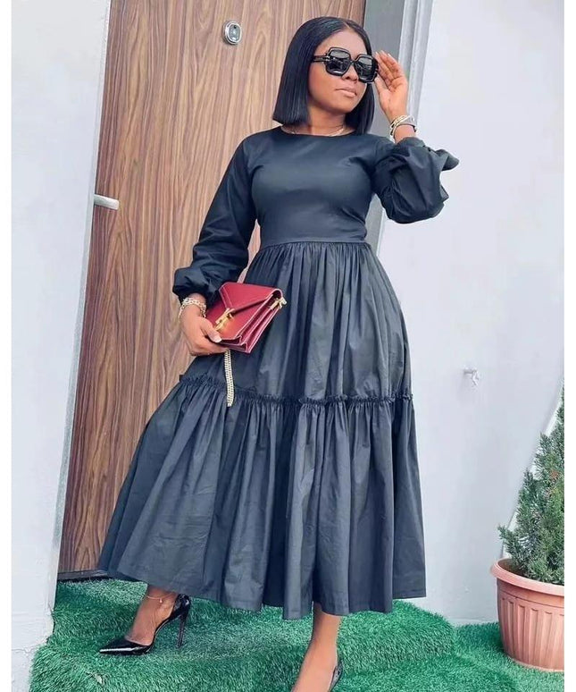 Long Sleeve Ruffle Plus Size Dress