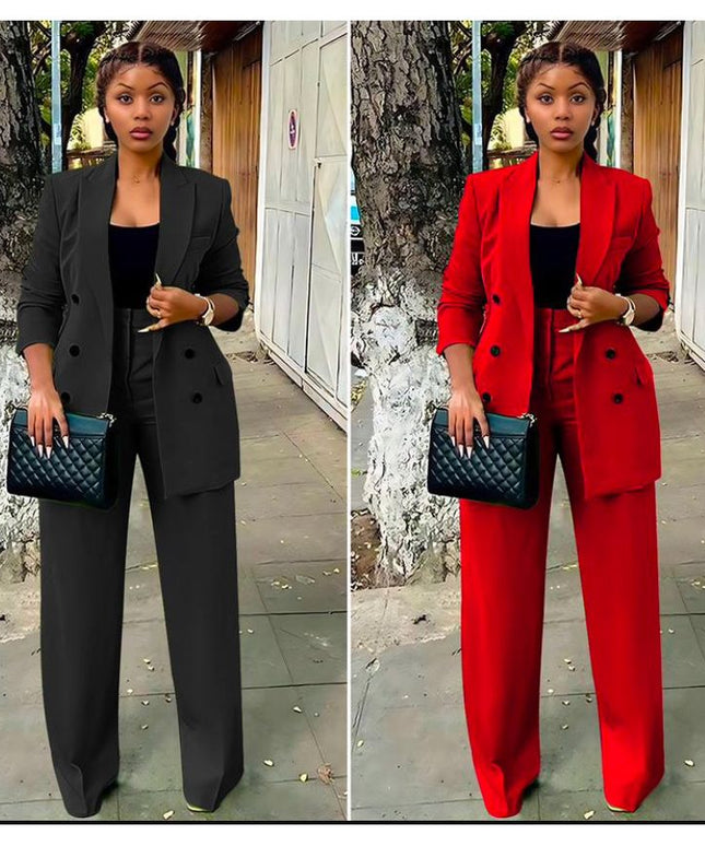 Long Sleeve Blazer and Pants 2 Piece Outfits.